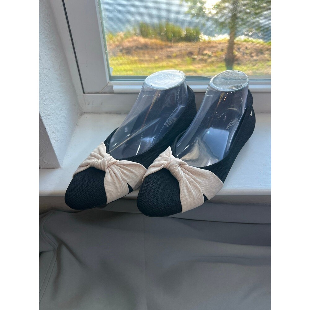VIVAIA Bibi Almond Toe Knotted Bow Tie Flat Shoes in Black & Cream Women’s 38.5 - Picture 11 of 12